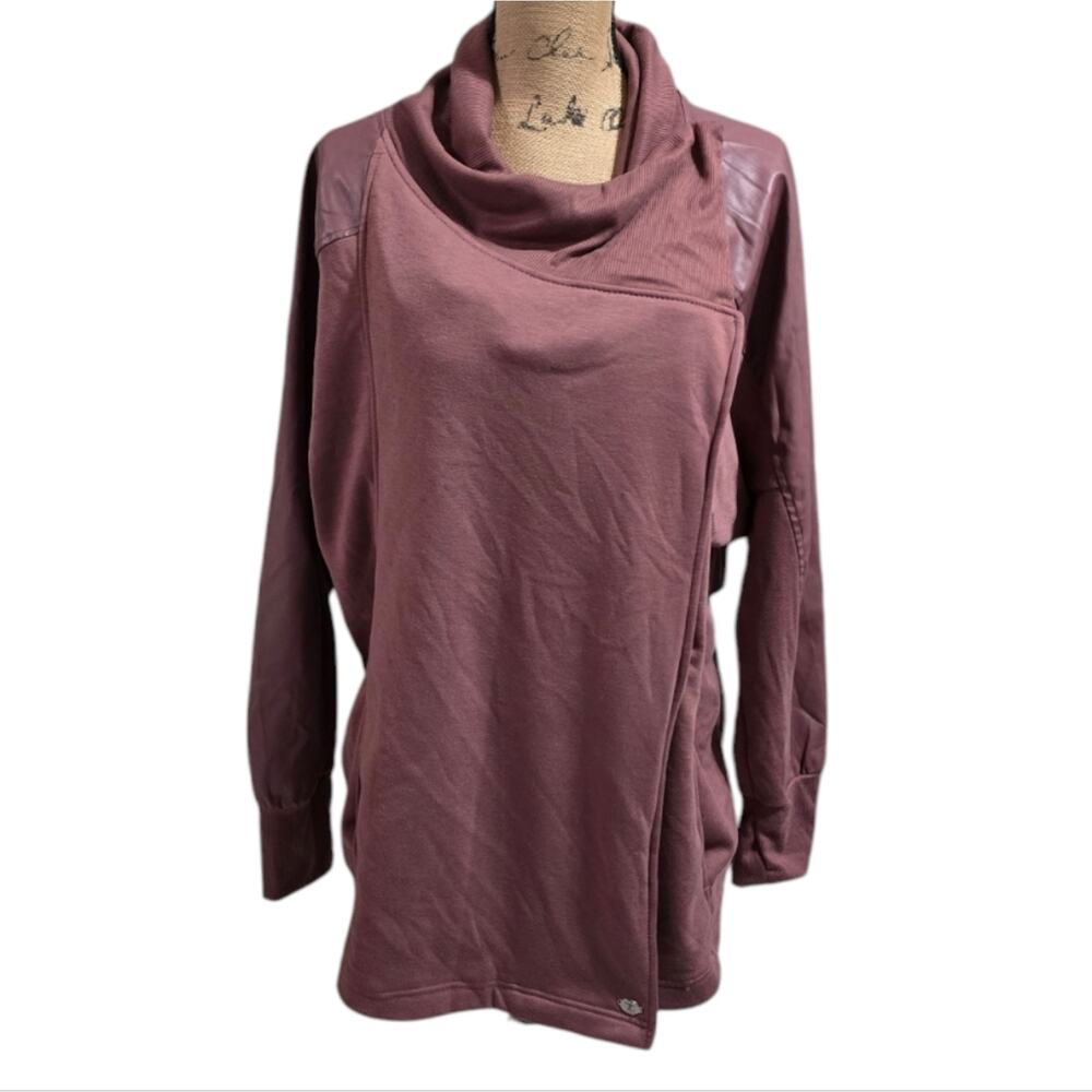 TAHARI Mauve Rose Pink Cowl Neck Wrap Sweatshirt Active Jacket Plus Size‎ 3X New